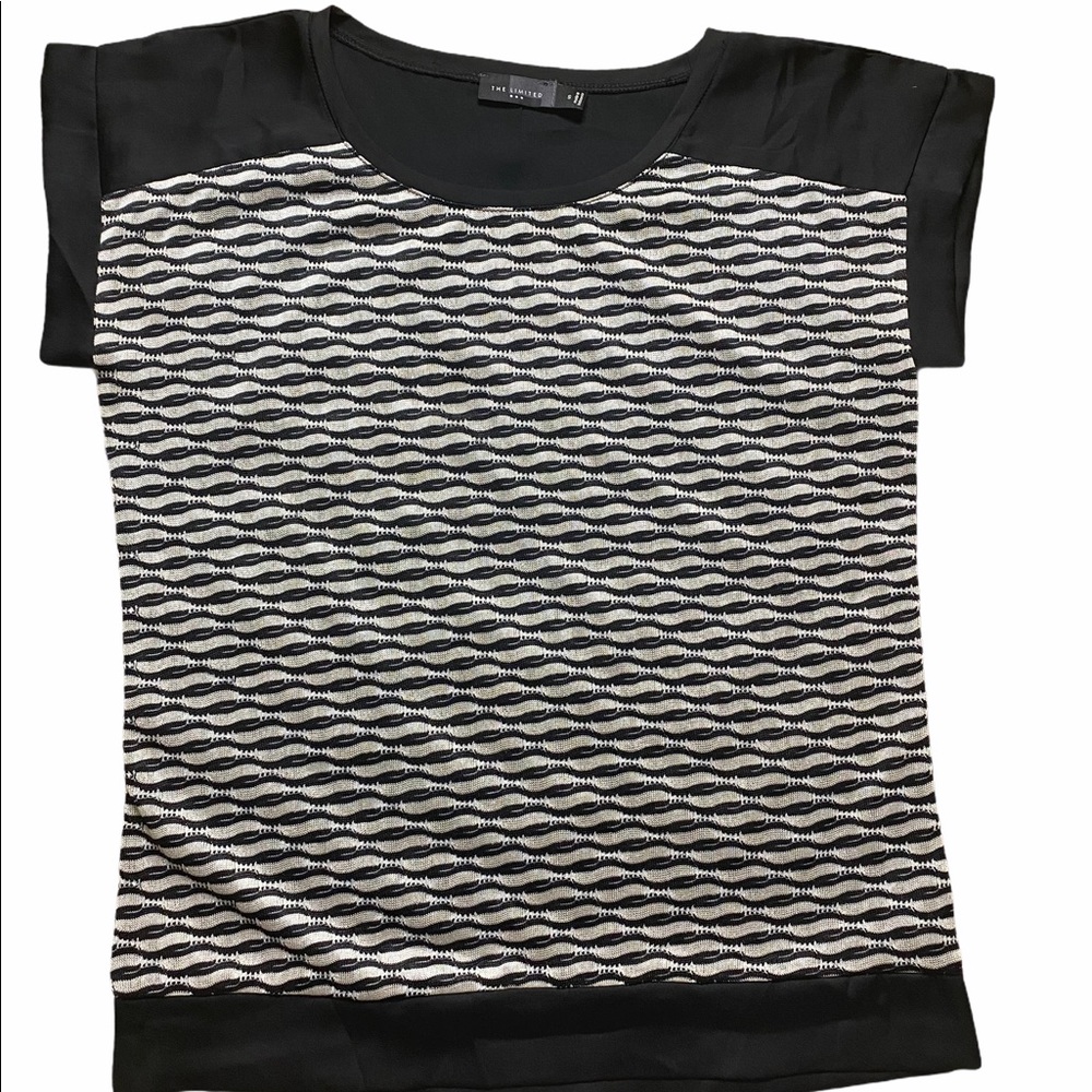 The Limited Black Silver Cap Sleeve Career Blouse